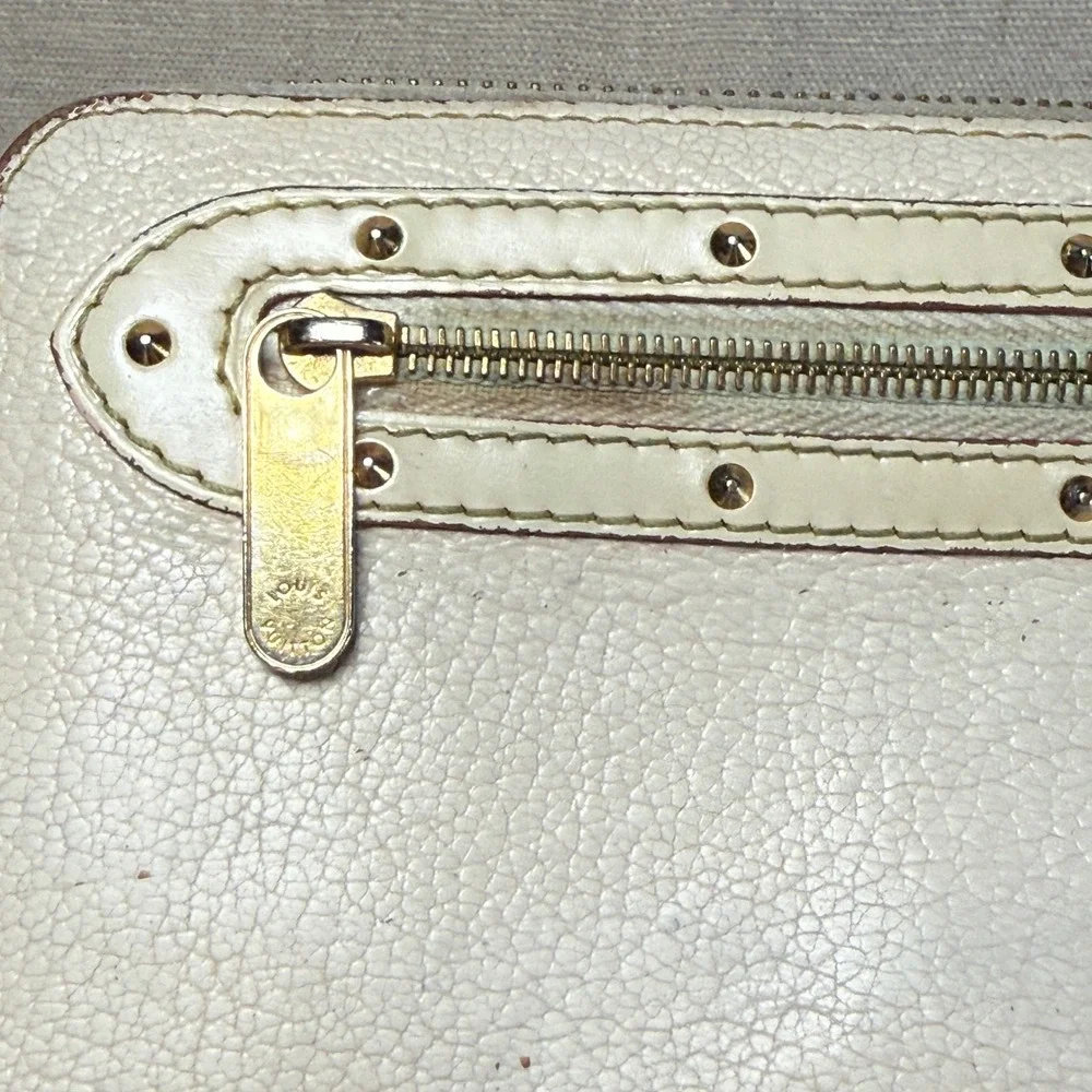 Louis Vuitton Suhali Zippy Wallet Cream White Studded Leather Zip Around Spain
